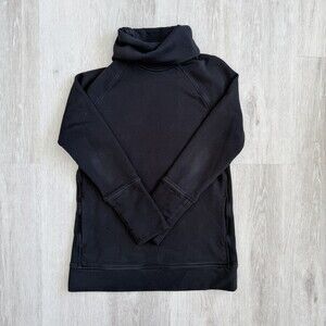 LULULEMON To You Sweater Sz 6 Black High Neck Kangaroo Pocket Sweatshirt EUC